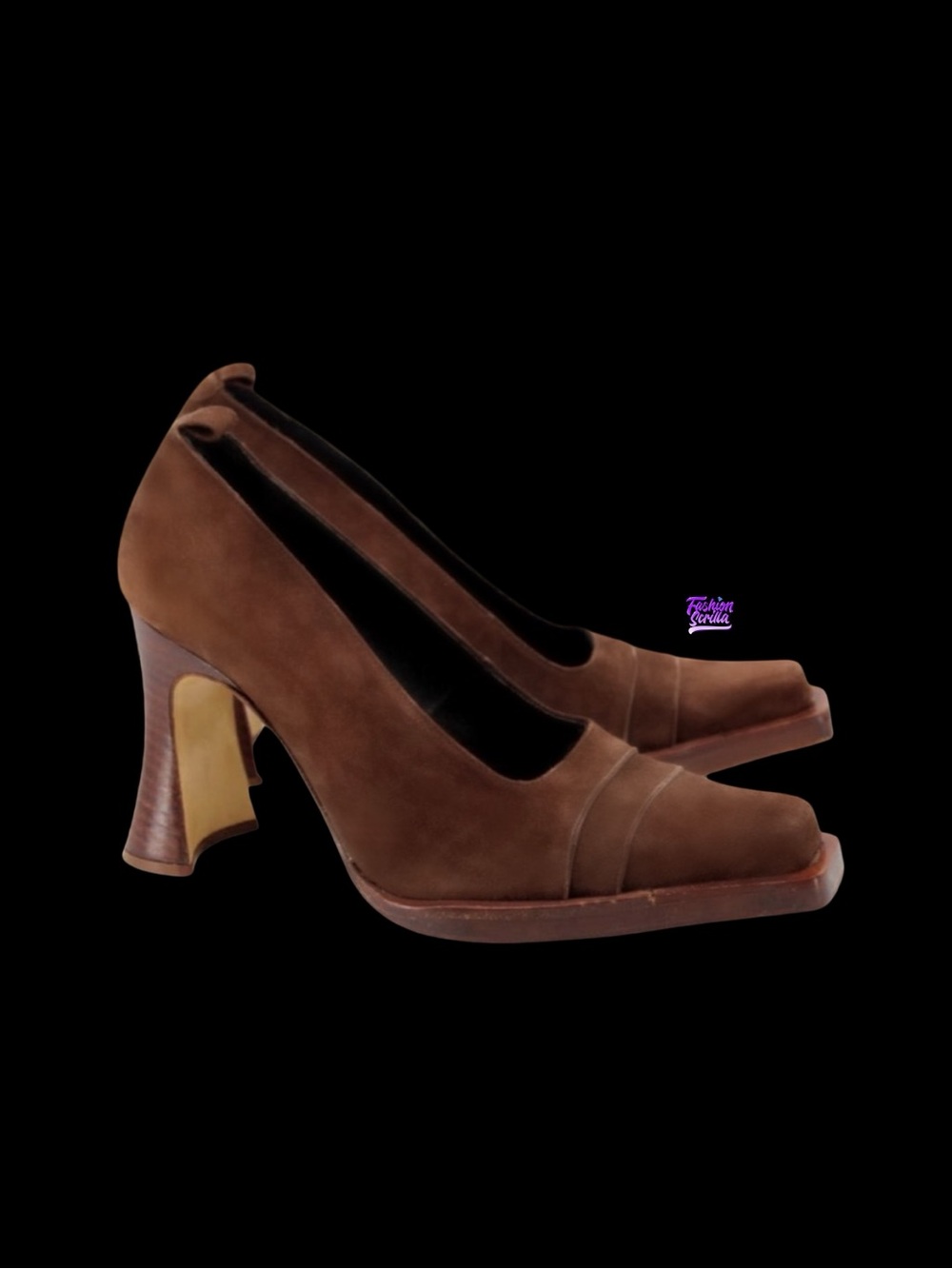 Italian Vintage Luichiny Leather Stacked Loafer Chunky Suede Platform Pump Heels